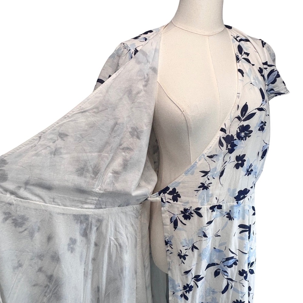Polo Ralph Lauren Wrap Dress Floral Midi White Cotton Midi Cottagecore Preppy 10 - Picture 11 of 16